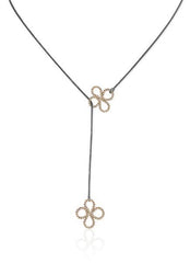 Double Clover Lariat in 14k Gold and Silver