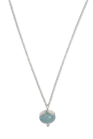 Sterling Silver, Aquamarine and Prehnite Flower Necklace