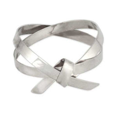 Wide Knotted Silver Bangle