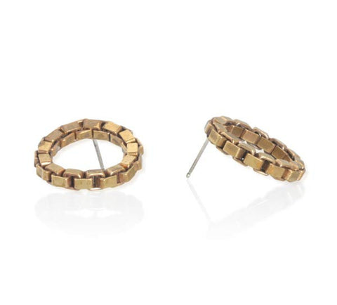 Brass Circular Chain Earrings