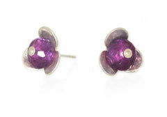 Flower Studs with Amethyst