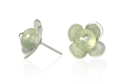 Flower Studs with Prehnite