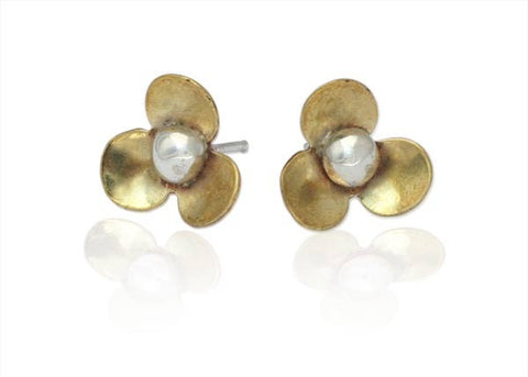 Flower Studs in Sterling Silver and Brass