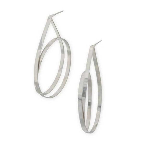 Geometric Circle-in-Teardrop Hoops (in gold or silver)