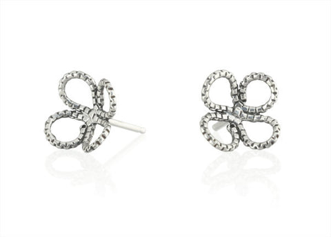 Tiny Clover Stud Earring in Sterling Silver