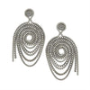 Blackened Sterling Silver Chain Earrings with Ruby and Pink Spinel