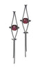 Blackened Sterling Silver Chain Earrings with Ruby and Pink Spinel
