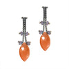 Blackened Sterling Silver Chain Earrings with Moonstone and Tanzanite