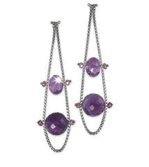 Box Chain Earrings with Pink Spinel and Amethyst