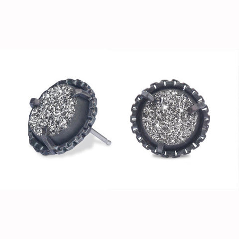 Drusy Quartz and Sterling Silver Stud Earrings