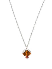 Sterling Silver, Citrine and Garnet Flower Necklace