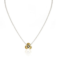 Flower Necklace in Sterling Silver and Brass