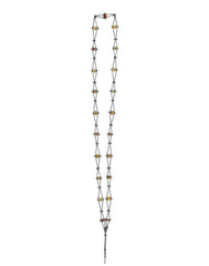 Blackened Box Chain Necklace with Black Diamonds and Rutilated Quartz