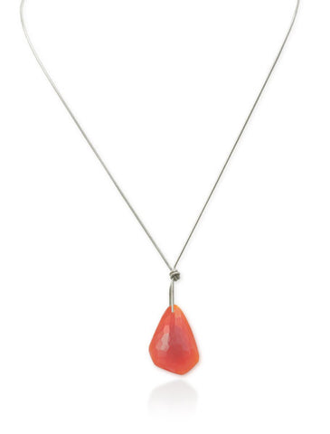 Knotted Sterling Silver and Orange Chalcedony Necklace