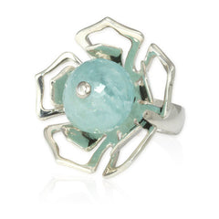 Aquamarine Flower Ring