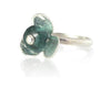 Silver and Green Tourmaline Stackable Flower Ring