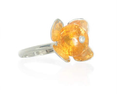 Silver and Citrine Stackable Flower Ring