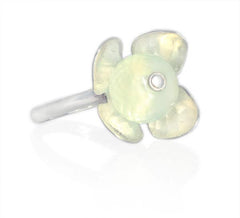 Silver and Prehnite Stackable Flower Ring