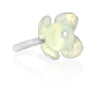 Set of Pink Tourmaline, Prehnite, and Aquamarine Stackable Flower Rings in Silver