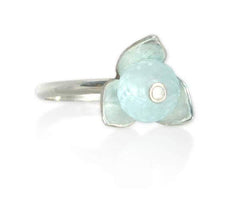 Aquamarine Stackable Flower Ring