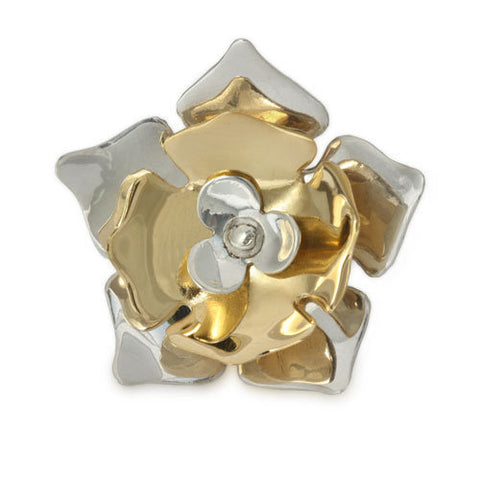 Silver and Gold Flower Ring