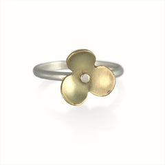 Silver and Brass Stackable Flower Rings