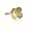 Silver and Brass Set of Stackable Flower Rings
